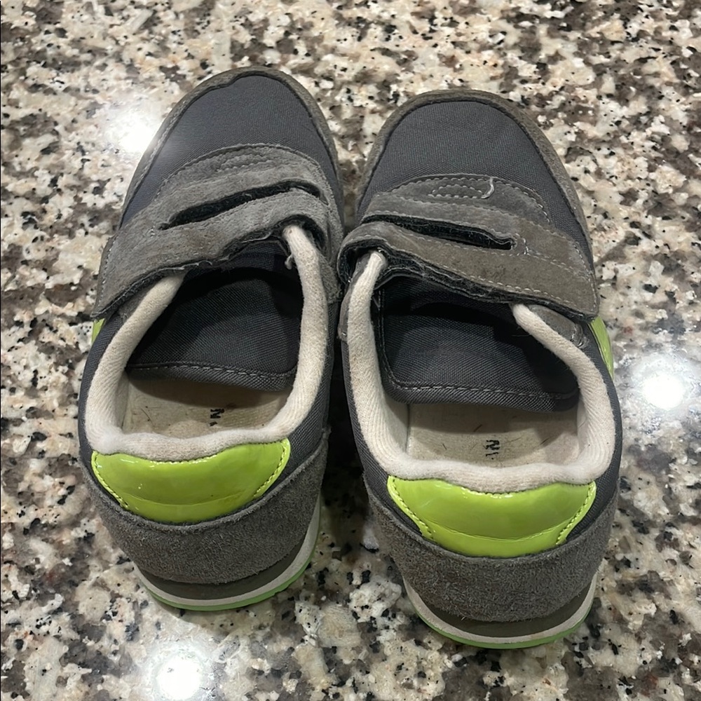 Kids Gray and Green Velcro Shoes size 38 in UK but in USA size 11
